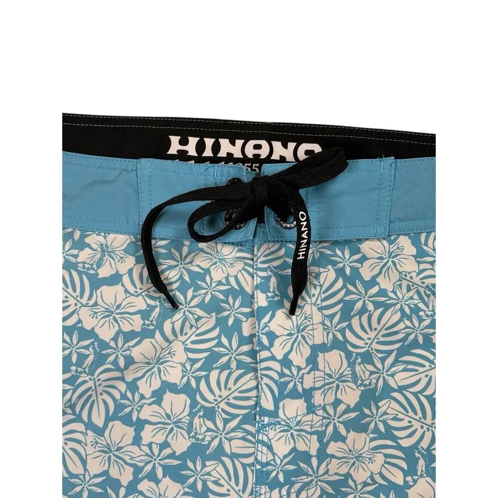 Hinano Tahiti Hawaiian Board Shorts Unlined Men's 36 All Over Print Floral Swim